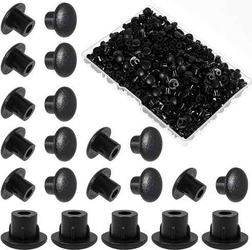 300 Pcs Drill Hole Cover Caps Plastic Hole Plugs 5mm Screw Covers Round Button Plugs Cupboard Shelf Pegs Screw Caps for Round Holes Drilling Cover Plug for Cabinet Cupboard Shelves (Black)