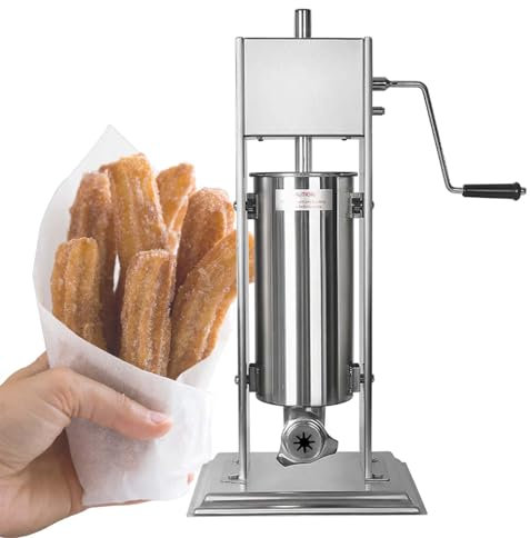 Machine à Churros Professionnelle, Grande Capacité, 5 L, Type Vertical, Avec 4 Buses Interchangeables, Manivelle, Acier Inoxydable, Double Vitesse