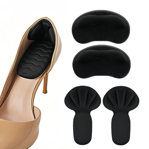 2 Pair Self-Adhesive Heel Grips, Soft Back of Heel Cushion Pads, Anti-Blister Heel Protectors for Women & Men, Anti-Slip Heel Inserts for Boots, Sneakers, High Heels&Loose Shoes