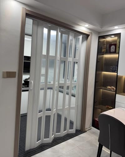 Puerta corredera plegable de PVC – Personalizable para baños, cocinas y armarios – Solución retráctil que ahorra espacio