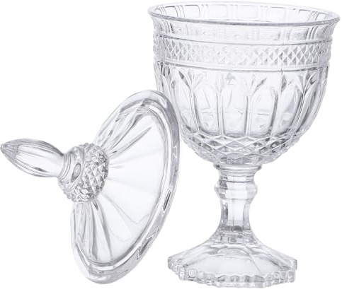 BESTYASH 1pezzi Barattolo Caramelle Vetro Decorativo Stile Classico Con Coperchio Contenitore Resistente in Vetro Trasparente Per Dolci Biscotti e Gioielli Per Cucina e Matrimoni