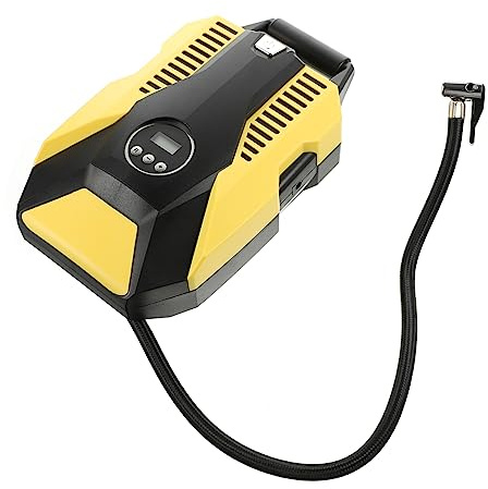 Alipis Inflador de Neumáticos Portátil de 12v para Coche con Medidor de Presión Digital y Parada Automática, Bomba Eléctrica Compacta para Ruedas
