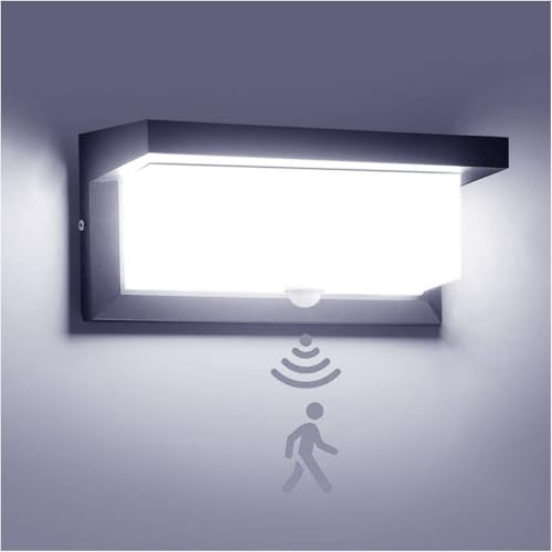 yovurond 18W LED Wandleuchte für den Außenbereich, IP65 Wasserdichte mit Bewegungsmelder, Moderne Wandleuchte für Innen und Außen, Terrasse, Balkon, Schwarz (B-6000K-mit Bewegungsmelder)