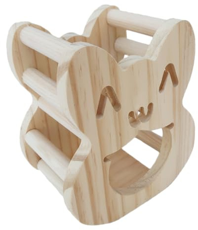 VICASKY Holz Futterspender Kaninchen Futter Schale Kleintiere Halterung Abnehmbar für Käfig mit Cartoon Design Langlebig und Sicher zur Grasaufnahme und Müllvermeidung