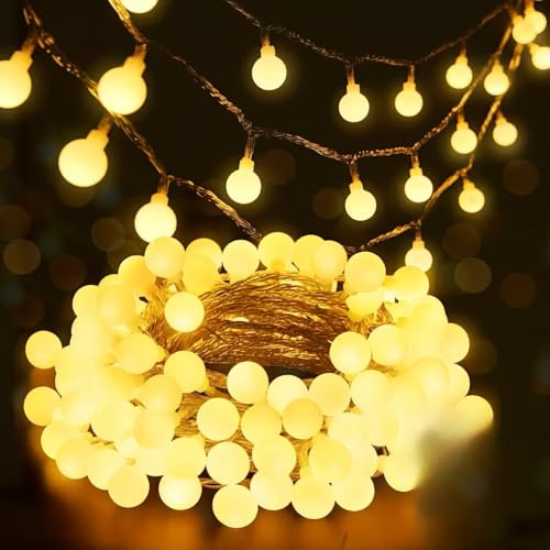 Adispotg Lichterketten, 20ft 40 LED batteriebetriebene Lichterketten, 2 Beleuchtungsmodi, Dekoration für Innenbeleuchtung im Fr1eien, Schlafzimmer, Hochzeit, Geburtstag (Warm Kugel)