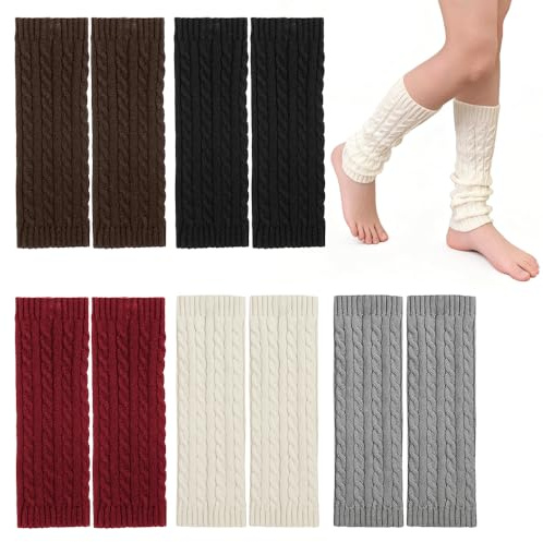 5 paia di scaldamuscoli per donne e bambini, 40 cm, in morbido materiale lavorato a maglia, caldi scaldamuscoli invernali, ideali per balletto di tutti i giorni e la stagione fredda, comodo, versatile