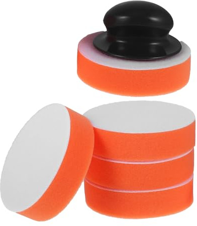 HANABASS Juego de Almohadillas de Pulido y Encerado Manual para Coches Esponjas de Pulir de 4 Pulgadas con Mango Ergonómico Kit de 6 Piezas 1 Mango 5 Esponjas Aplicador de Cera para