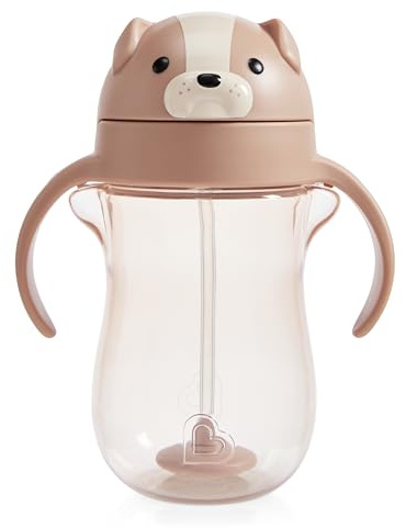 Munchkin Tasse d’apprentissage Any Angle avec paille lestée anti-fuite | Gobelet de transition pour bébés et tout-petits | Technologie Click Lock | Diversification menée par bébé (DME)| 296 ml | Chien