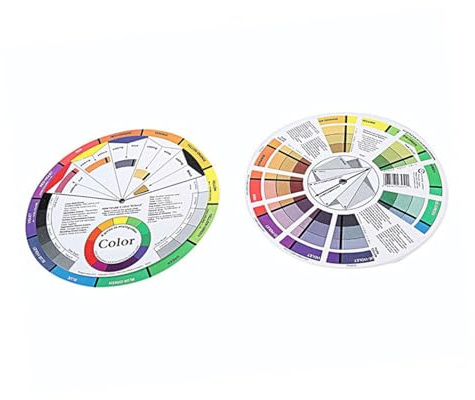 COLLBATH Lot de 2 Roues Chromatiques Rotatives pour Maquillage Professionnel et Nail Art, Nuancier de Mélange de Couleurs, Diamètre 23 Cm et 14 Cm, Outil D’apprentissage des Couleurs