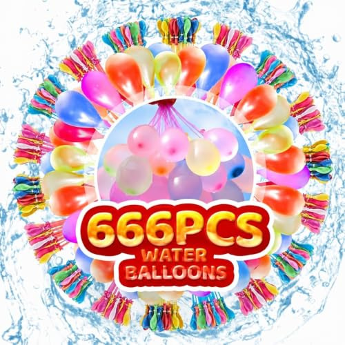 666 Stück Wasserbomben Selbstschließend - 30 Sekunden Schnellfüller | Wasserballons mit 4 Wasserhahn Anschluss-Ideal für Kinder Poolparty & Wasserschlacht im Gartenperfekt für berufstätige Eltern