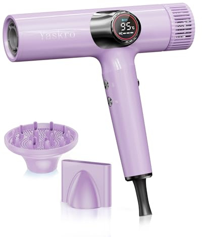 Secador de pelo iónico con difusor, motor profesional sin escobillas, secado rápido, pantalla LED, control de temperatura NTC, diseño ligero y silencioso, ideal para cabello liso y grueso