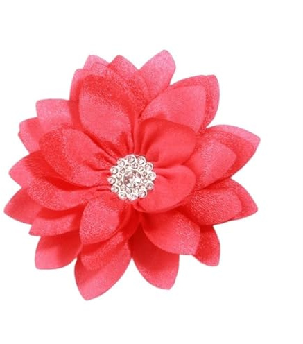 Chiffong blommor 5 stycken 8, cm, konstgjorda blommor för bröllop, klänning, hattar, chiffongtyg, blomma för pannband, brosch gör-det-själv heminredning (korall)