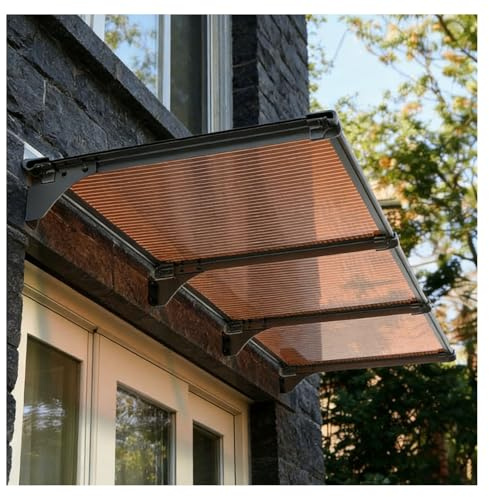 Markis for dörrentré， Dörrmarkiser exteriör - 2-panels polykarbonatdesign for UV-/regn-/snöskydd - Robusta utvändiga markiser for veranda, uteplats och däck(80x220cm/32x87in)