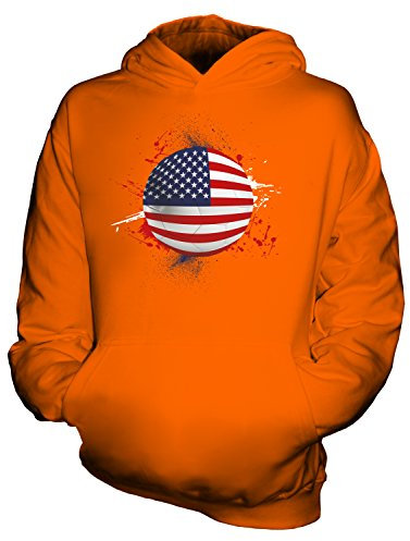 Candymix Stati Uniti d'America Calcio Unisex Bambino Ragazzi/Ragazze Felpe con Cappuccio, Taglia 12-13 Anni, Colore Arancione