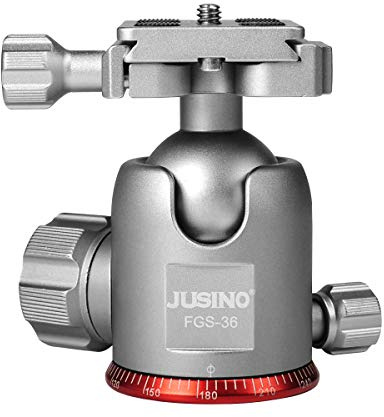 JUSINO Profi Stativ Kugelkopf Friktionsknopf Leicht Robust Luftfahrt Aluminium Arcaswiss Schnellwechselplatte FGS-36 bis 12kg