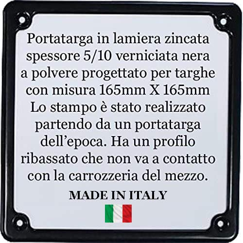 Portatarga Moto Epoca fino al 1985, 165x165 mm, Resistente e Antigraffio, Made in Italy, Nero