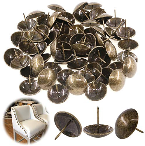Keadic 60Pcs [ 1-3/16 in Diameter ] Antique Upholstery Tacks Furniture Nails Pins Assortment Kit for Upholstered Furniture Cork Board or DIY Projects - Bronze