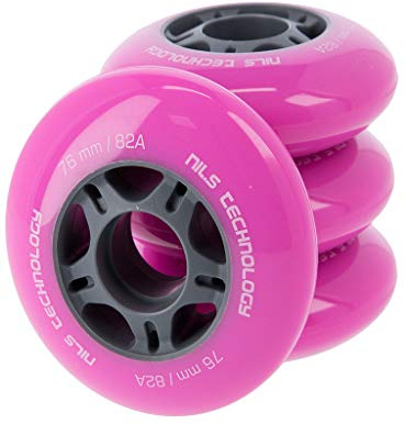 Nils Extreme Inliner-Rollen Inline Skates Rollen Wheel # mit guter Haftung Rollenset für drinnen & draußen ohne Lager Rosa (PU 76x24)