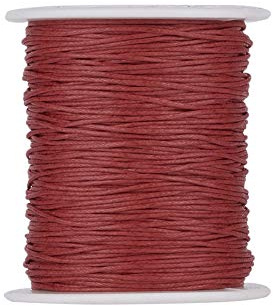 PandaHall, Cordoncino in cotone cerato, 100 m/ rotolo di corda di cotone intrecciato da 1 mm per la creazione di gioielli fai da te (rossa)
