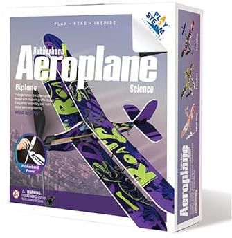 PLAYSTEM Rubber Band Aeroplane Biplane STEM Kit