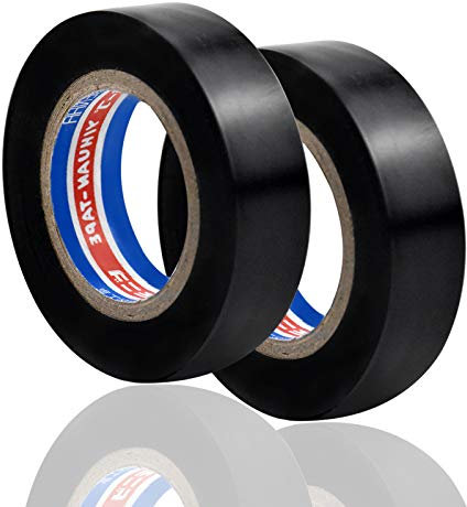 2 Rolle Schwarz Wasserdicht PVC Band, Flammhemmendes Elektriker Klebeband, Isolierbänder, Draht Band reparieren, Auto Kabelbaum Band, Reparatur Zubehör für elektrische Kabel 18mm x 25m