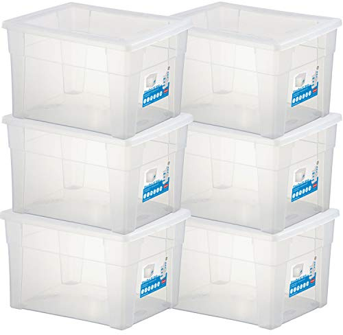 6 x Aufbewahrungsbox Deckel 20L 39x29x24cm transparent Kunststoff Box Büro