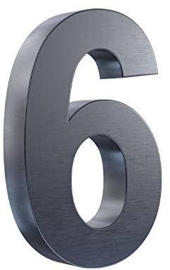 3D Hausnummer 6 Edelstahl anthrazit RAL7016 Arial Hausnummernschild Gebäudenummer Türnummer für die Montage im Außenbereich Rostfrei Witterungsbeständig Pflegeleicht Schriftart Arial