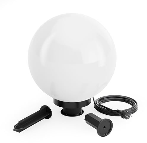 WilTec Lámpara de bola para exterior Ø30cm, lámpara de jardín con estaca, IP44, 40W, portalámparas E-27