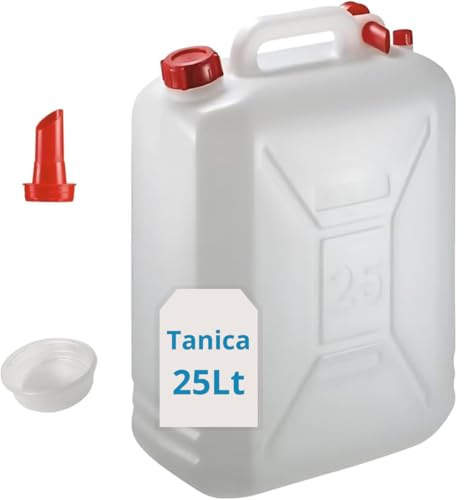 Tomaino Bidón de agua y alimentos de plástico HDPE, 25 litros