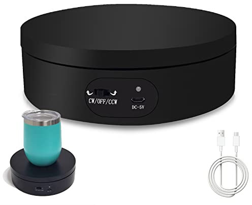 Drehteller Elektrisch, Displayständer Elektrischer 360-Grad-Drehteller Für Die Fotografie, Automatische Drehplattform,360-Grad-Bilder, Produktanzeige, Schmuckuhrenhalter Schwarz USB 16CM, Schwarz