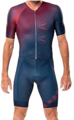 Summer Cycling Skinsuit Triatlón for Hombres, Pro Manga Corta Traje fe Ciclismo, Racing Tri Suit de Bicicletas Acolchado de Gel(Color:TYP-1,Size:S)