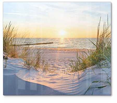 DEQORI Herdabdeckplatte Glas | einteilig 60x52 cm | Motiv Abendsonne an der Ostsee | Ceranfeld Abdeckplatte für Küche | Herd-Abdeckung universal | Glasplatte & Schneidebrett für Kochplatten