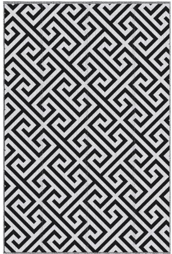 Outsunny Outdoor-Teppich für Terrasse Camping 52 x 243 cm Schwarz+Weiß | Kunststoffteppich mit Doppelseitigem Design, Wasserabweisender Balkonteppich