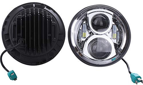 SXMA LED-Scheinwerferlampe, 50 W, 17,8 cm, rund, mit Hi/Lo-Strahl, für Jee p Wrangler JK TJ LJ Truck, Motorrad, Auto, LED-Scheinwerfer, Projektor (1 Paar), silberfarben