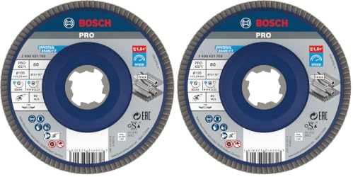 Bosch Professional 1x Fächerschleifscheibe X571 Best for Metal X-LOCK (für Metall, Ø 125 mm, P 80, gewinkelte Ausführung, Zubehör Winkelschleifer) (Packung mit 2)