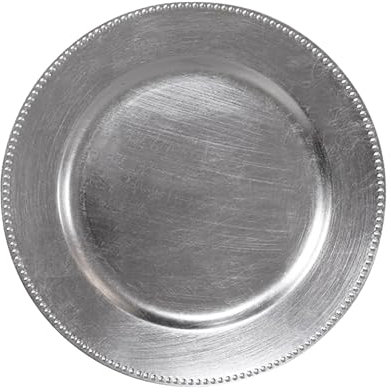 MYEventProducts 24 Pack | 13 inch Charger Plates | Fancy Plastic Silver Charger Plates for Wedding Reception| Heavy Duty, Durable & Sturdy Chargers for Dinner Plates | Party Supplies (SILVER)