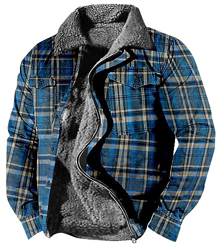 FeiBeauty Herbst Jacke Herren Taktische Mantel Kariert Leder Jacken Softshelljacke Winter Cardigan Pilotenjacke Warnjacke