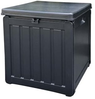 Gardiun Baúl de Resina para Exterior Soften Small 42,8x42,8x46,4 cm Capacidad 76L, Cinta de Sujeción para Tapa y Asas Laterales