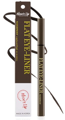 NOON'S UP Flacher Eyeliner – wasserdichter flüssiger Eyeliner | Flüssiger Eyeliner ultradünn und kräftig aschbraun | Wasserdichter, schnell trocknender Eyeliner | Deline