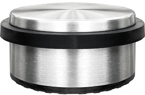 Stainless Steel Door Stop by Smith’s® | 10.3CM (D) x 4.8CM (H) / 1 Pack | Round Heavy-Duty Metal, Chrome, Satin, Silver Door Stopper | Ultimate Door, Wall, Floor, Skirting Board Protection