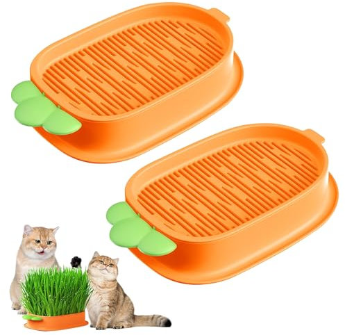 Shinybox Katzengras Wachstumsset, 2 Stück Hydroponik Katzengraskasten, Karotte Katzengras Tablett Wachstumsset, Katzengras Keimschale, Soil-Free Seed Sprouter für Katzenhunde Haustiere