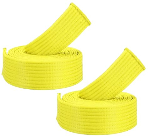 PATIKIL Taekwondo Farbige Gürtel für Ranglisten, 2er Pack 1,6 x5,3FT Polyester Taekwondo Farbige Gürtel für Unterricht Praxis, Gelb