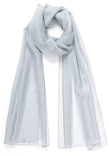 HAT YOU Sciarpa da donna in chiffon, sciarpa estiva, sciarpa in chiffon, per la primavera e l'estate, tutto l'anno - Made in Italy, Grigio perla, 80 x 200 cm, Taglia unica