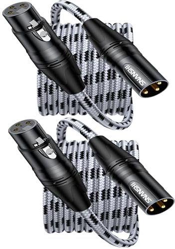 SNANSHI 2-Pack XLR Cable 2m, Professional Microphone Cable Male to Female, 22AWG Oxygen-Free Copper Balanced XLR Cord, Gold-Plated 3-Pin Mic Wire for Shure SM7B, Podcast, Mixer, Studio Recording