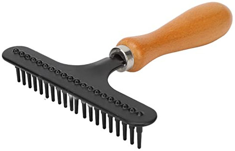 Teppichrechen Für Schönheitssalons, Tragbarer Teppich Bürste, Edelstahl-Haarpfleger Teppichbürste Mit Holzgriff Für Die Reinigung Und Pflege, Für Teppichen Und Teppichunterwolle