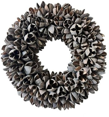 Kranz Naturkranz Dekokranz Türkranz Deko aus Bakuli Früchten grau 20 cm