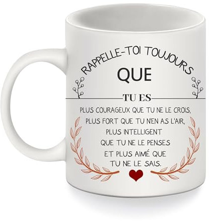 Tasse d'inspiration pour la Famille Amis Rappelle-Toi Toujours Que Tu Es Plus Courageux Tasse à Café Papa Fils Petit-fils Hommes Garçons Cadeau d'anniversaire Noël (tu es plus courageux)