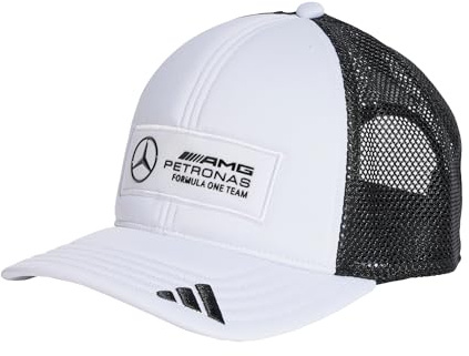 adidas Unisex Mercedes - AMG Petronas Formula ONE Team Snapback Logo Trucker Cap, White/Black, XS