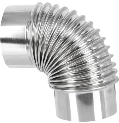 DOITOOL Codo De Tubo De Chimenea Metálico 90mm Acero Inoxidable Pulido Resistente Corrosión Ángulo De 90 Grados Para Sistema De Escape Estufas Exteriores Accesorio Duradero