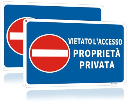 Acuxiaza Cartel de propiedad privada de aluminio, 2 unidades, cartel prohibido el acceso, 20 x 30 cm, letreros propiedad privada metal reflectante, impermeable, resistente a los rayos UV, con 4